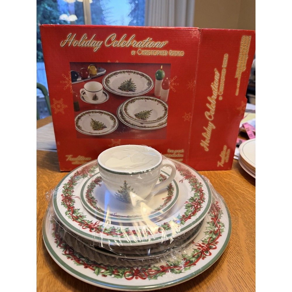 NIB Christopher Radko Traditions Holiday Celebrations 5 Piece Dinnerware Set